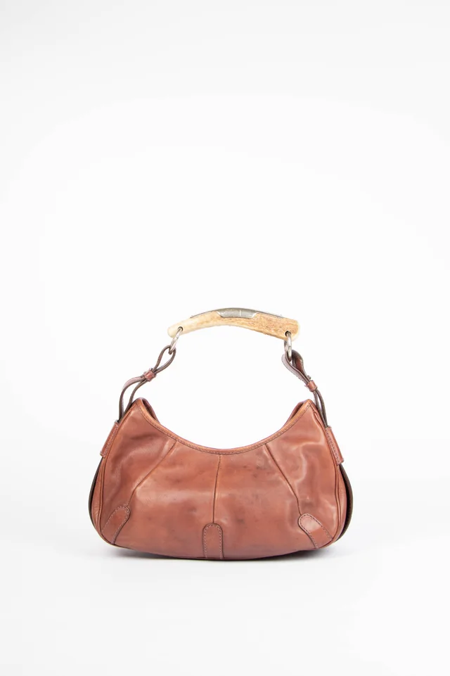 Saint Laurent Vintage Small Brown Leather Mombasa Shoulder Bag in Brown Leather from Break Archive