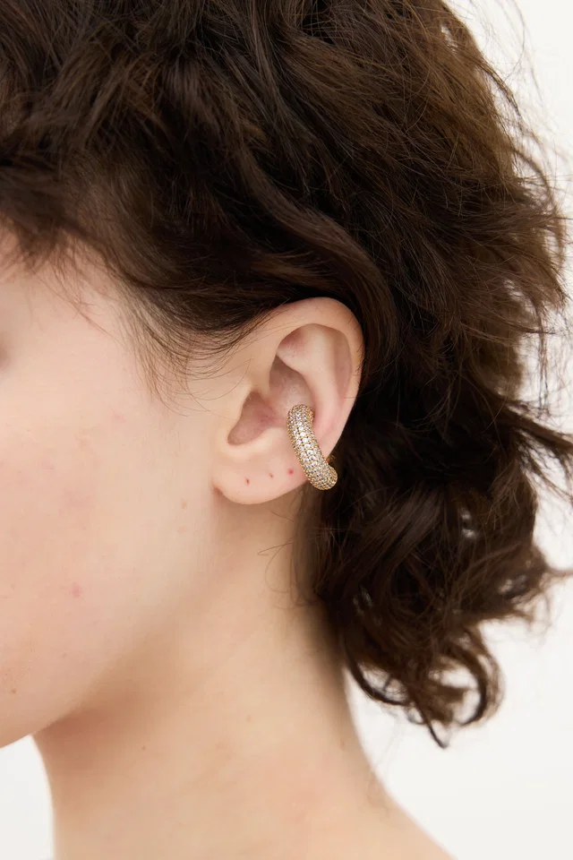 Fendi Gold & Crystal Cuff Single Earring in Gold from VSP Consignment