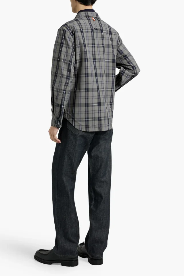Thom Browne Checked Cotton Overshirt in Dark gray, photo 3 of 4 from THE OUTNET