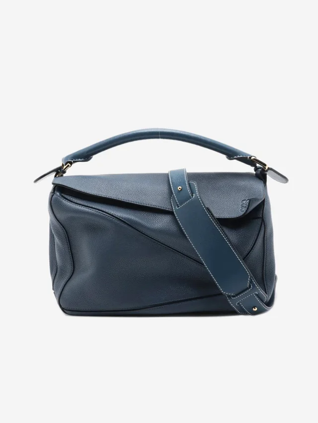 Loewe Blue medium Puzzle bag in Blue Leather from Sign of the Times
