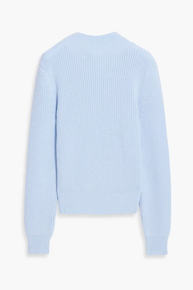 Oscar de la Renta Embroidered Wool Mock-Neck Sweater in Light blue, photo 2 of 3 from THE OUTNET