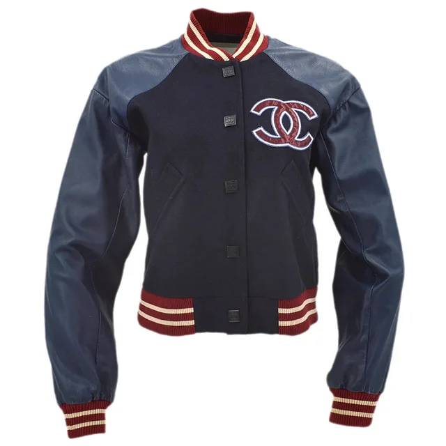 Chanel Spring 2004 Letterman bomber jacket #38 in Wool from AMORE Vintage Tokyo
