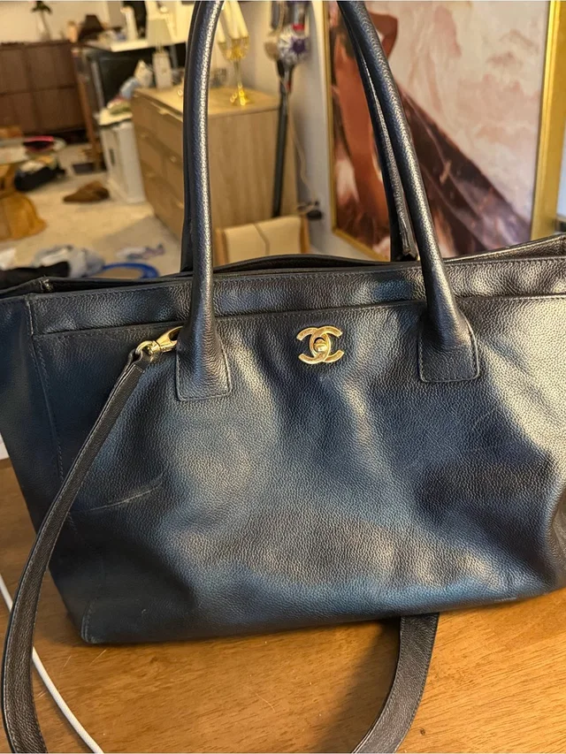 Chanel Black Leather Tote With Gold Cc Hardware in black|gold Leather from Poshmark