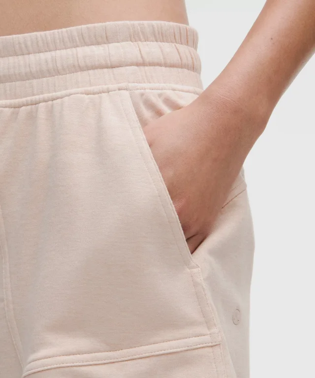 lululemon BeCalm Mid-Rise Wide-Waistband Short 3" in Heathered Breakfast Tea, photo 5 of 6 from lululemon