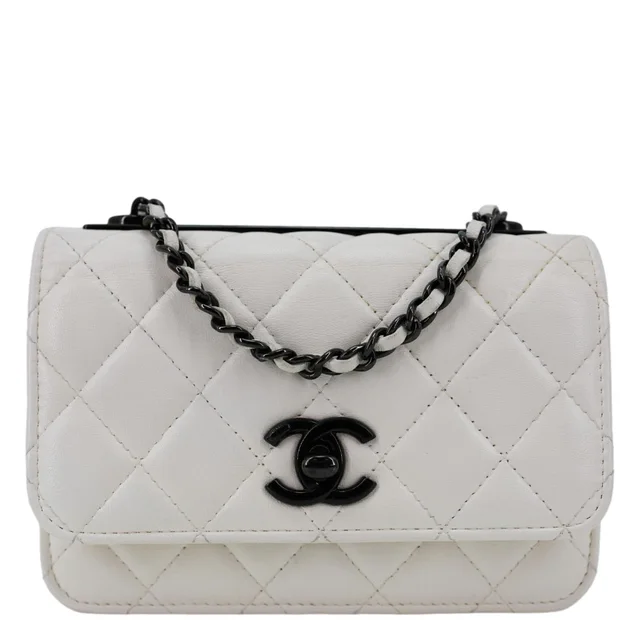Chanel Trendy CC Quilted Leather Wallet On Chain Crossbody Bag White in White Leather from Dallas Designer Handbags