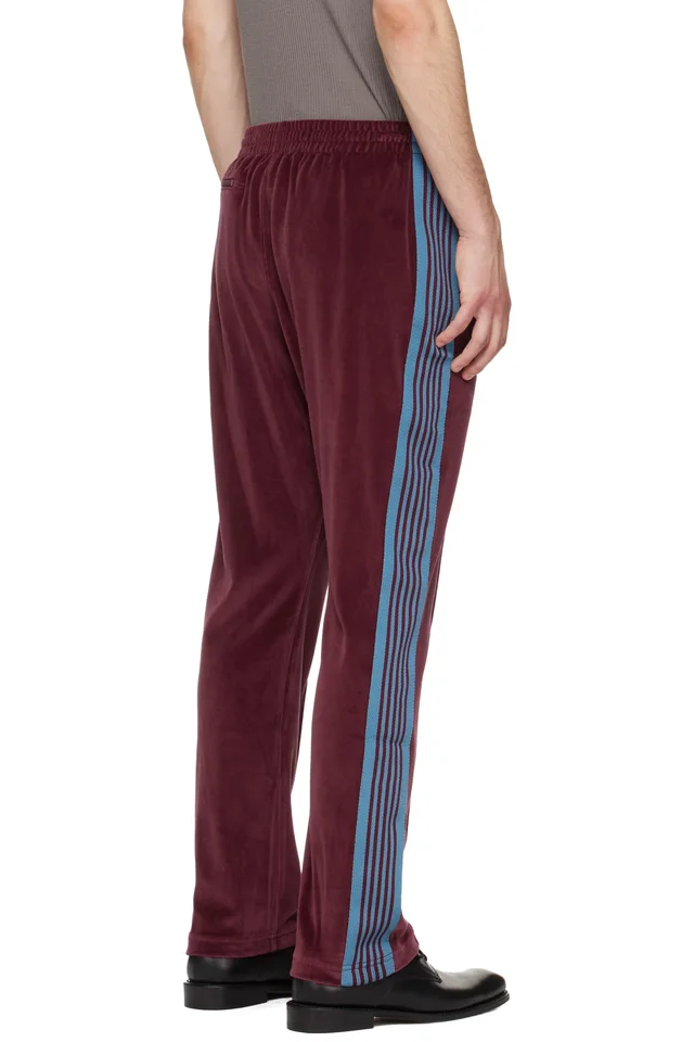NEEDLES Burgundy Narrow Track Pants, photo 3 of 4 from SSENSE