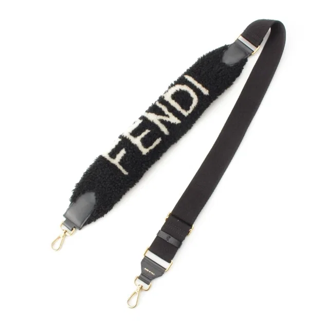 Fendi Strap You Canvas Fleece Shoulder Black White in Black Canvas from The Reluxe