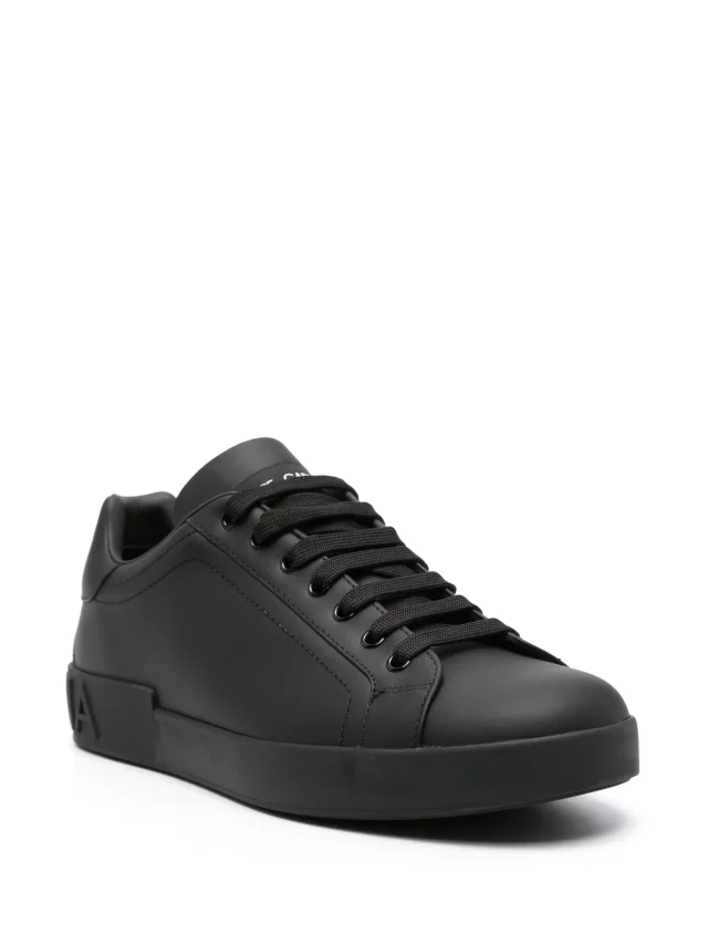 Dolce & Gabbana calfskin Portofino sneakers in Black, photo 2 of 5 from FARFETCH