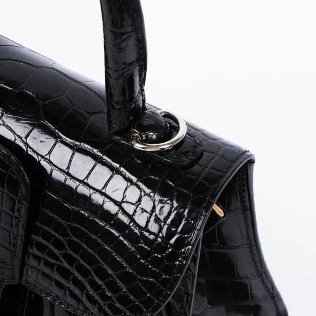Delvaux Black Shiny Alligator Brillant Mini Bag in Black Crocodile from Labellov, photo 8 of 13