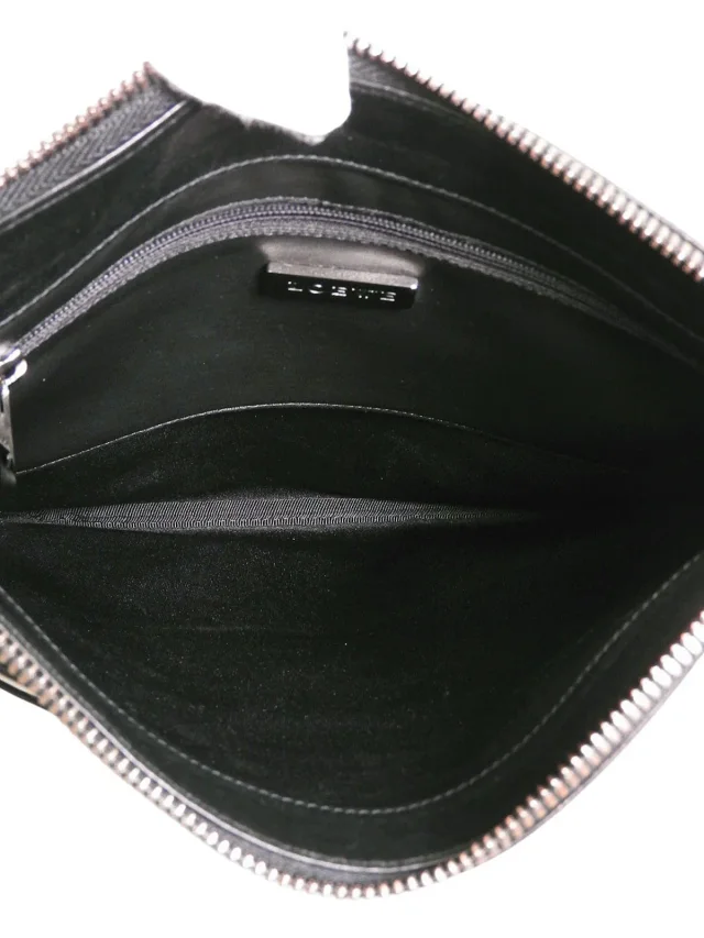 Loewe Repeat Anagram Pattern Shoulder Bag, Black in Black Leather from VINTAGE QOO TOKYO, photo 6 of 11