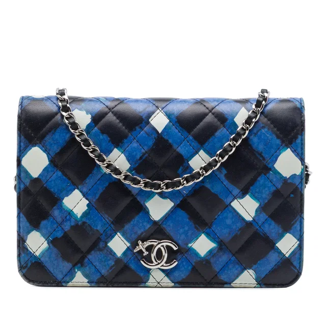 Black Chanel Airline Quilted Lambskin Wallet on Chain Crossbody Bag in Black Lambskin from Designer Revival