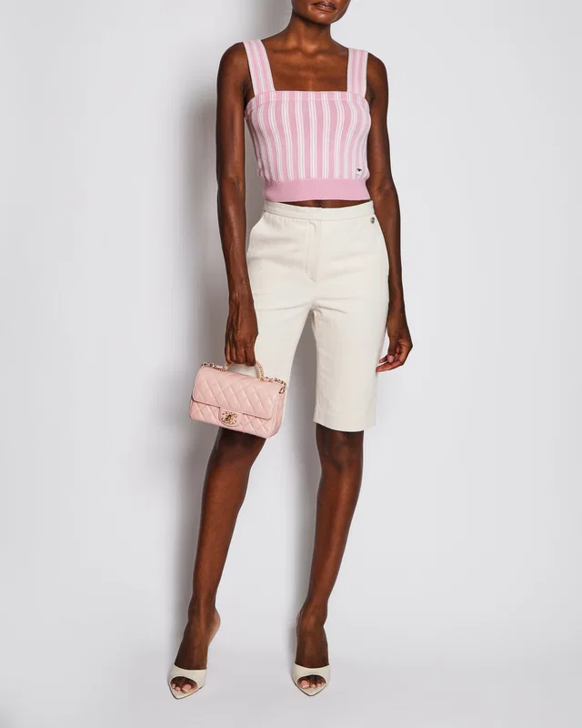 Chanel 25/SS Striped Pink Tank Top Size FR 34 (UK 6) in Pink Cashmere from Sellier
