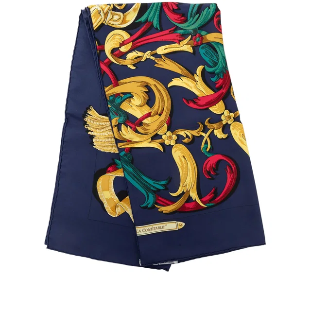 Blue Hermès Le Mors A La Conetable Silk Scarf 90 Scarves in Blue Silk from Designer Revival