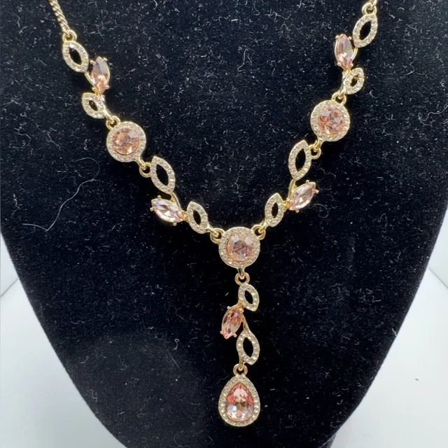 Givenchy Vintage Pink Crystal Lavalier (Y Drop) Necklace “Marchesa Style”. in gold|pink from Poshmark
