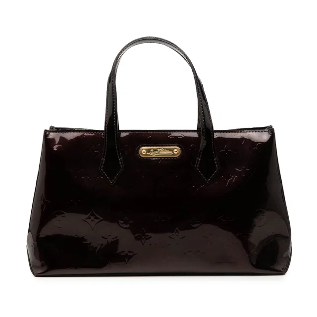 Purple Louis Vuitton Monogram Vernis Wilshire PM Handbag in Purple Leather from Designer Revival