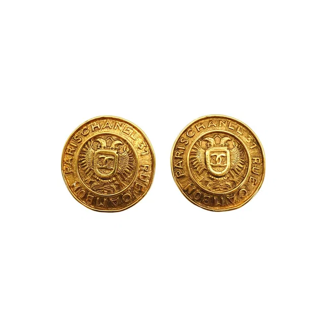 Chanel Vintage 31 Rue Cambon Earrings Round Cocomark Accessory from Luxury Promise