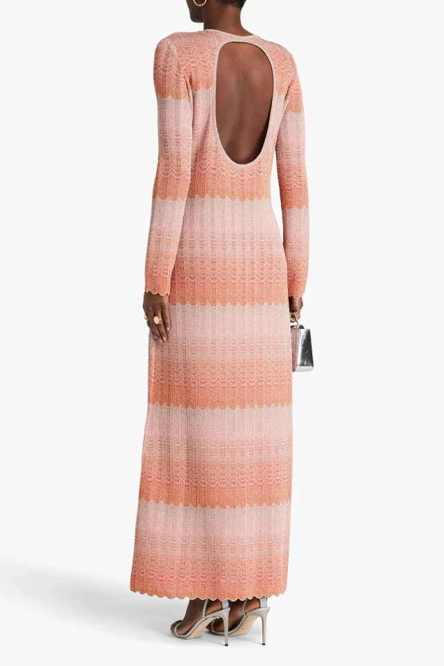 Missoni Cutout Metallic Crochet-Knit Maxi Dress in Baby pink, photo 5 of 6 from THE OUTNET