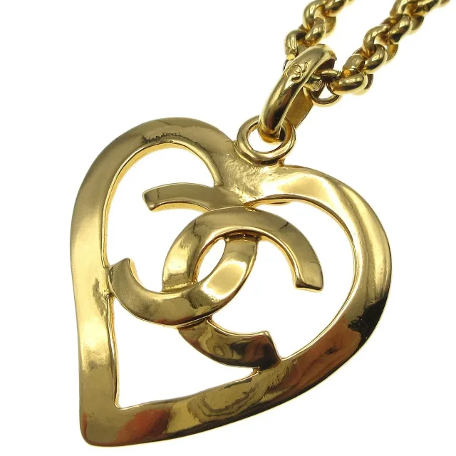 Chanel Cc Heart Pendant Metal Gold _plated Jewelry in Gold from HEWI, photo 2 of 5