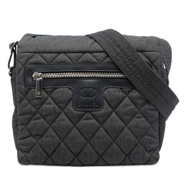 Black Chanel Small Quilted Denim Coco Cocoon Messenger Bag in Black Denim from Designer Revival