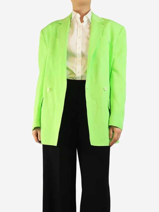 Jacquemus Neon green La Veste Marino blazer - size UK 10 in Green Silk from Sign of the Times, photo 2 of 2