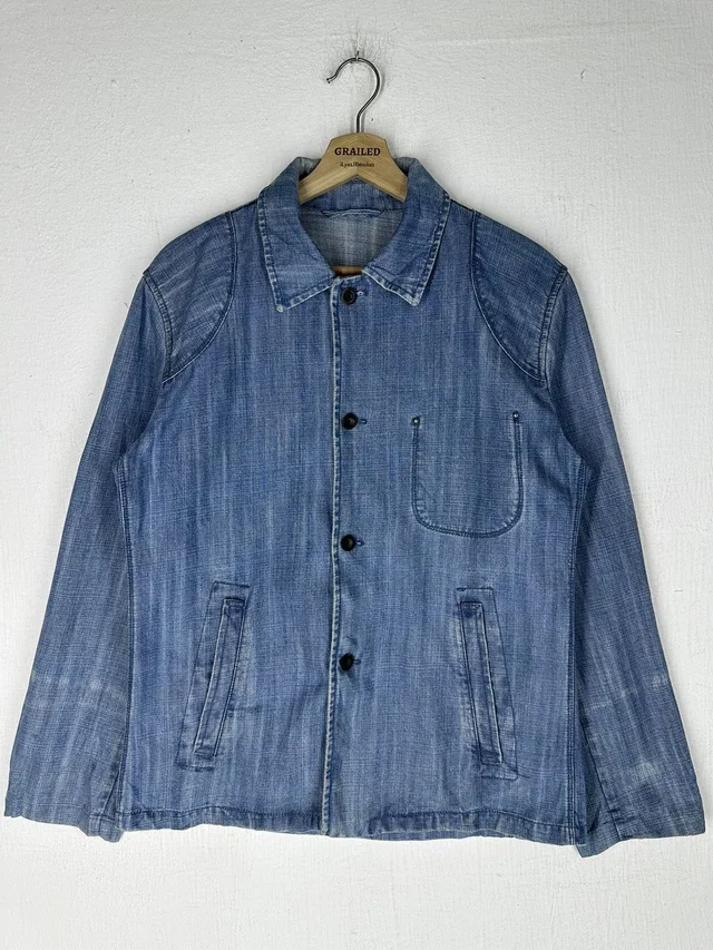 Jil Sander Vintage French Workwear Jacket in blue from Grailed
