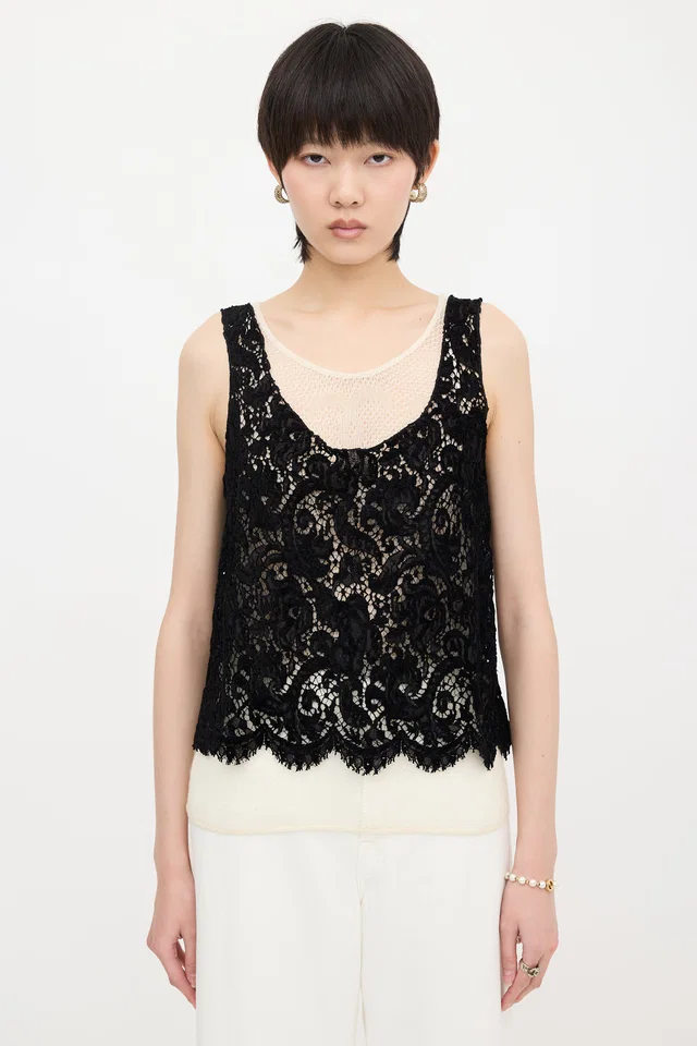 Chanel Lace Layered Tank Top from VSP Consignment