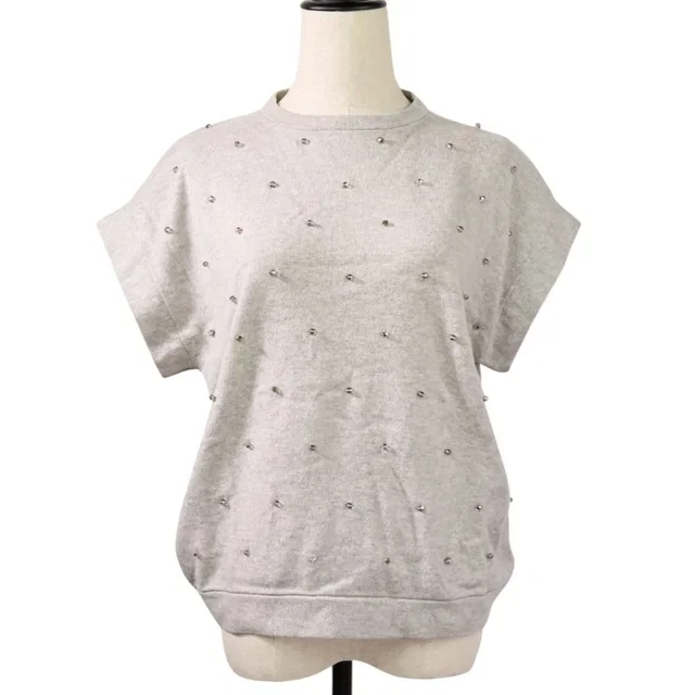Brunello Cucinelli Glass Beads 100% Cashmere Short Sleeve Knit in Cashmere from LuxUness