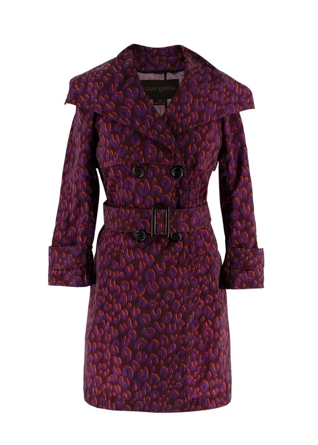 Louis Vuitton Purple Leopard Print Trench Coat in Purple from HEWI