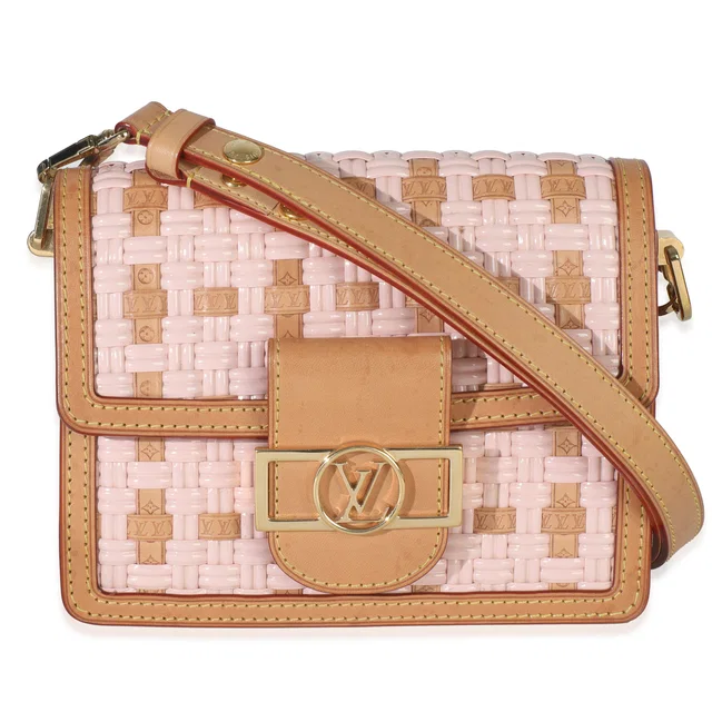 Louis Vuitton Pink Brown Leather Woven Dauphine Pm Beige; Multicolor; Handbag in Brown Woven leather from HEWI