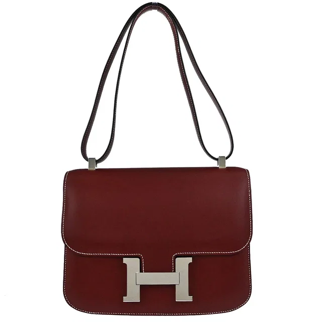 Hermès Rouge H Chamonix Constance 24 Shoulder Bag in Burgundy from AMORE Vintage Tokyo