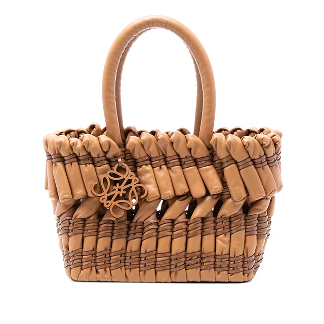 Brown LOEWE Small Nappa Tubular Basket Tote in Brown Nappa leather from Designer Revival