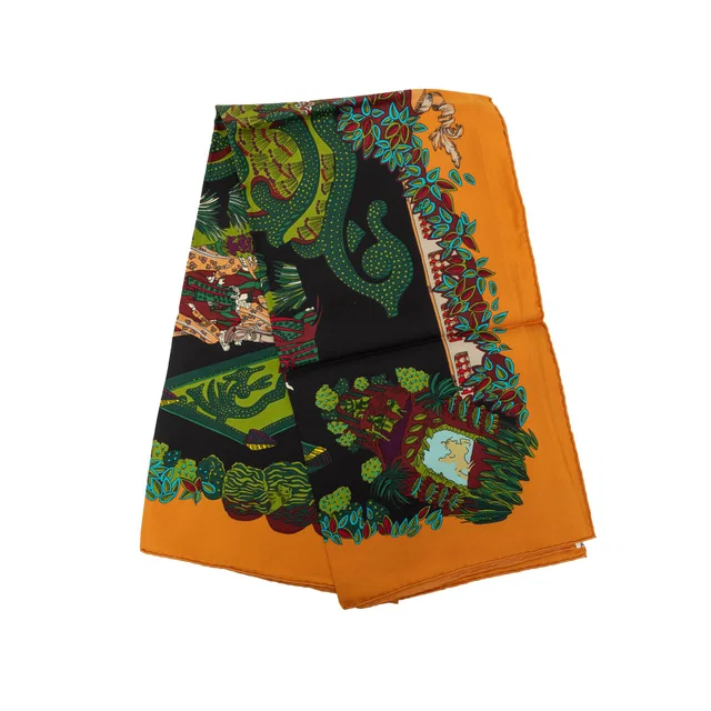 Green Hermès Le Paradis du Roy Silk Scarf 90 Scarves in Green Silk from Designer Revival