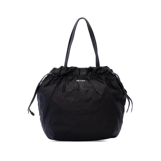 Black Prada Tessuto Canapa Logo Tote in Black Nylon from Designer Revival