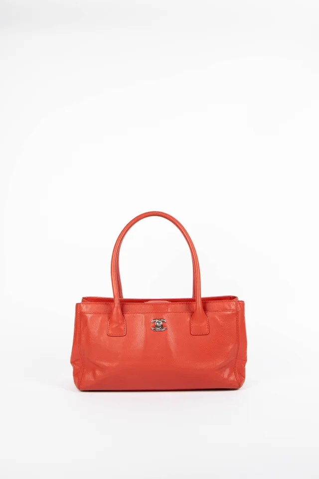 2010s Chanel Red Caviar Leather Small Executive Shopper Tote Bag in Red Caviar leather from Break Archive