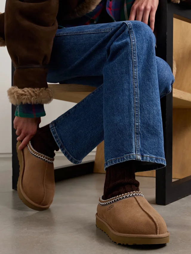 UGG Tasman embroidered shearling slippers in Beige, photo 2 of 2 from NET-A-PORTER (Canada)