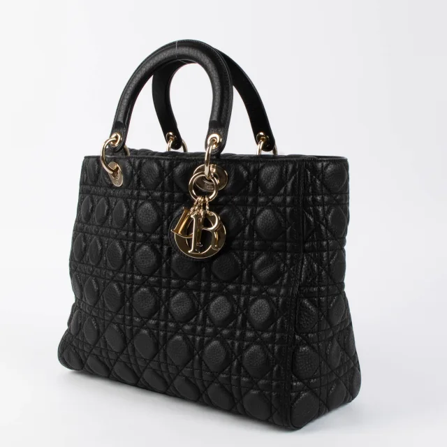 Cannage Calfskin Supple Large Lady Dior Bag in Black Calfskin from Labellov, photo 3 of 6
