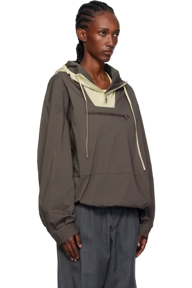JW Anderson Gray Contrast Hood Anorak, photo 2 of 4 from SSENSE