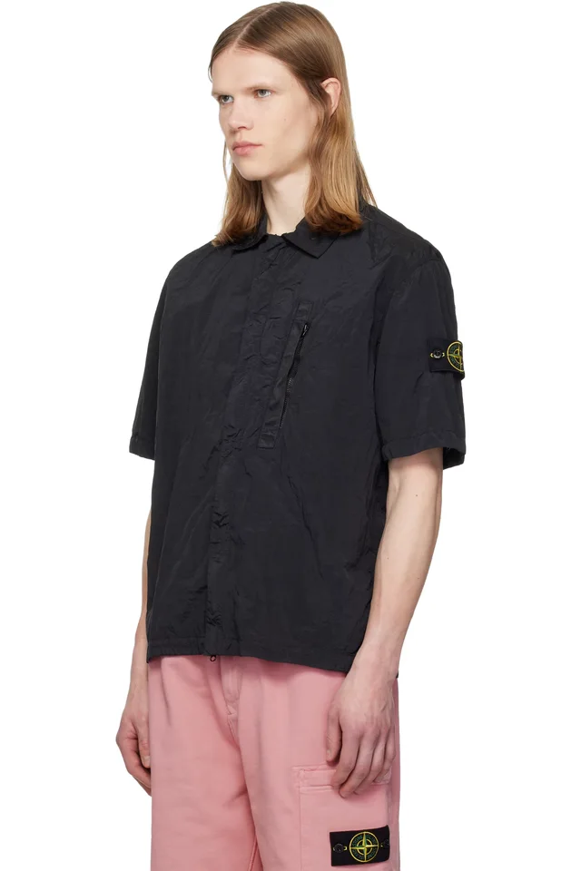 Stone Island Black 1200028 Nylon Metal ECONYL Shirt, photo 4 of 5 from SSENSE