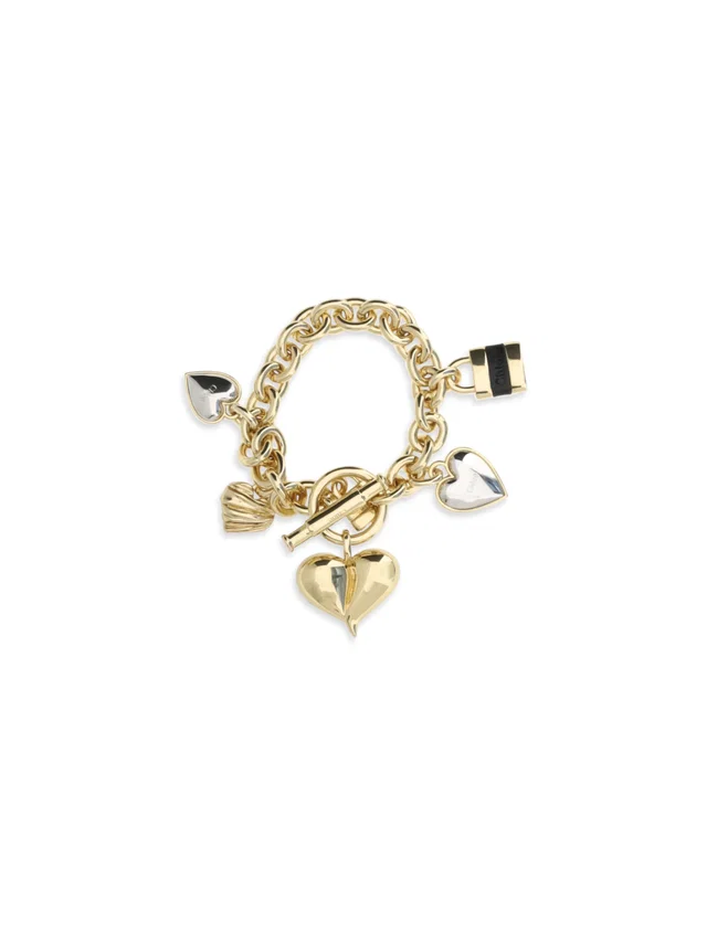 Chloé Heart-Charm Decorative Bracelet — Gold Brass Bracelets in Gold from HEWI