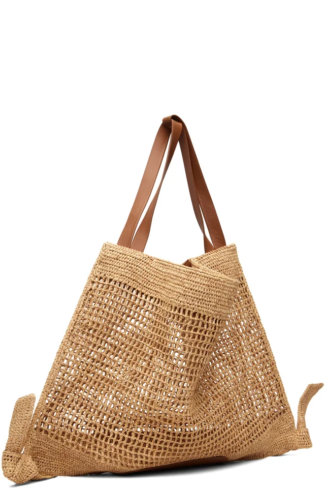 HEREU Beige Cador Raffia Mesh Tote, photo 3 of 4 from SSENSE