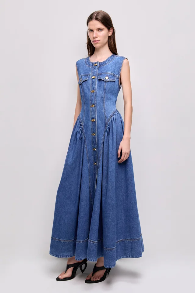 AJE Loxley Denim Midi Dress in Blue from Aje, photo 1 of 1