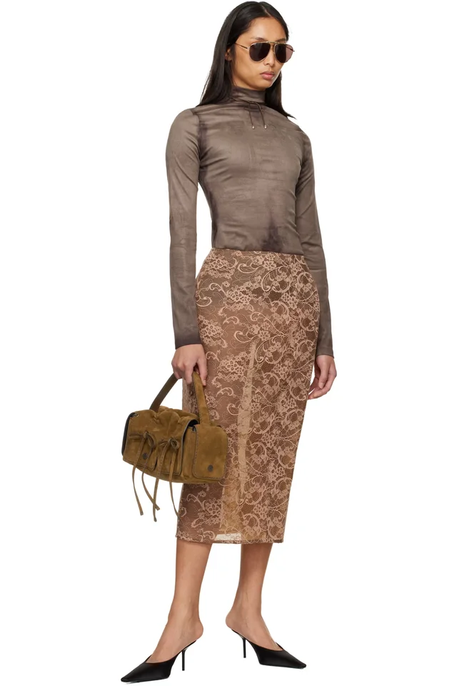 Acne Studios Gray Printed Faux-Suede Top, photo 5 of 5 from SSENSE