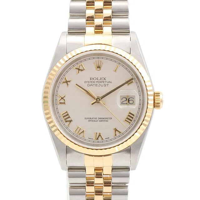 Rolex Circa 2001 Pyramid Dial Datejust 36mm 16233 Automatic White in White from VINTAGE QOO TOKYO