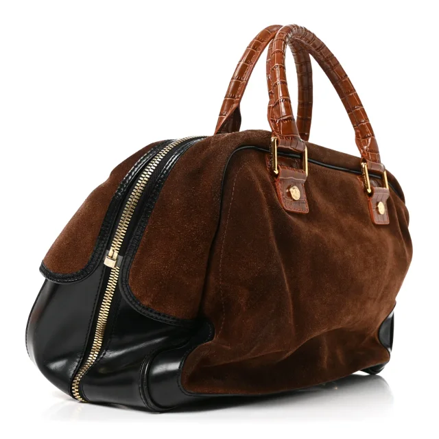 Louis Vuitton Stamped Alligator Embossed Havane Bowler PM Brun in Suede from FASHIONPHILE, photo 3 of 9