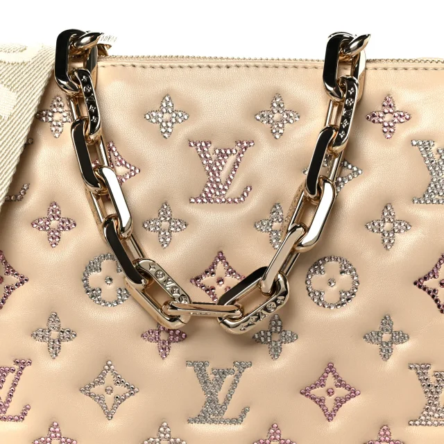 Louis Vuitton Swarovski Crystal Embossed Monogram Coussin PM Nude in Lambskin from FASHIONPHILE, photo 10 of 12