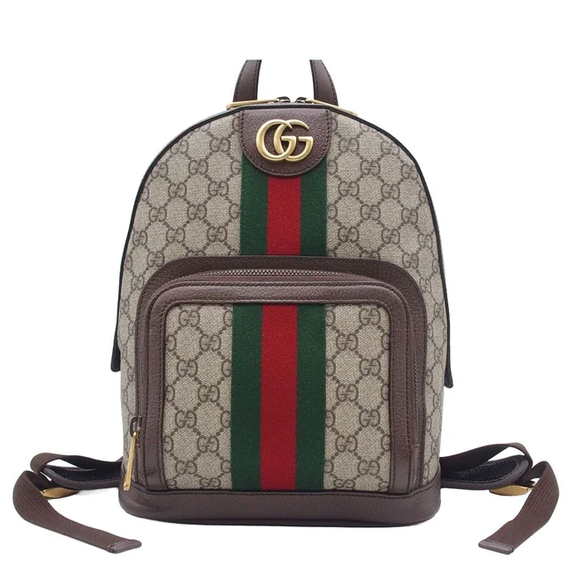 Gucci Backpack Beige Ebony GG Supreme Canvas Web Line in Beige Canvas from The Reluxe