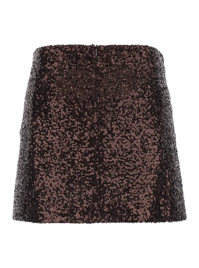 Leplain Brown Fabric Skirt with All-Over Sequins for Women in Brown, photo 3 of 3 from Gaudenzi Boutique