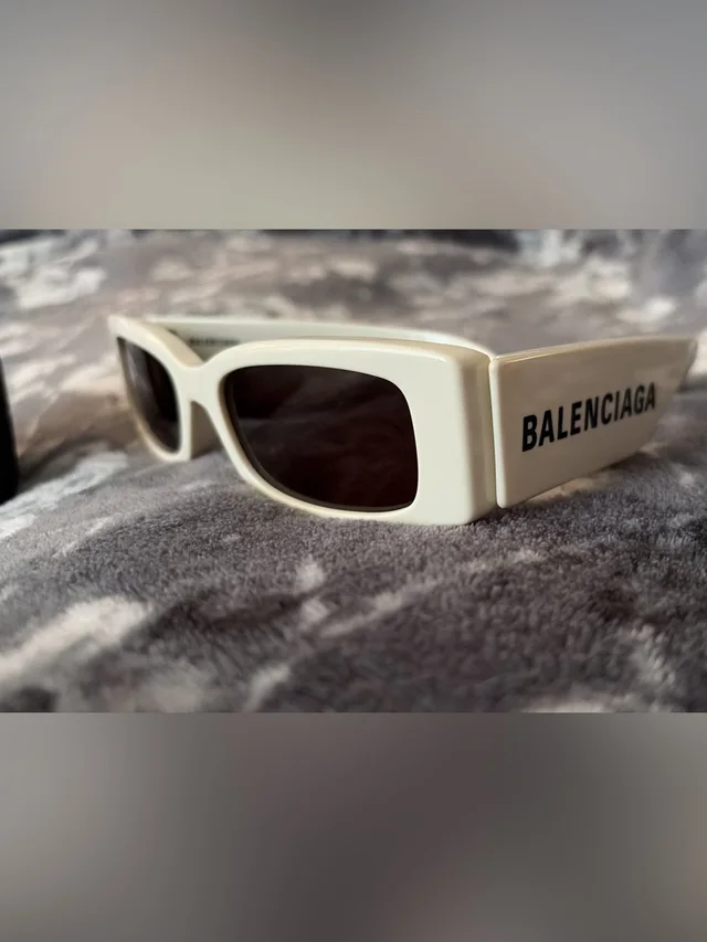 Balenciaga Cream Frame Sunglasses With Dark Lenses in black|white from Poshmark