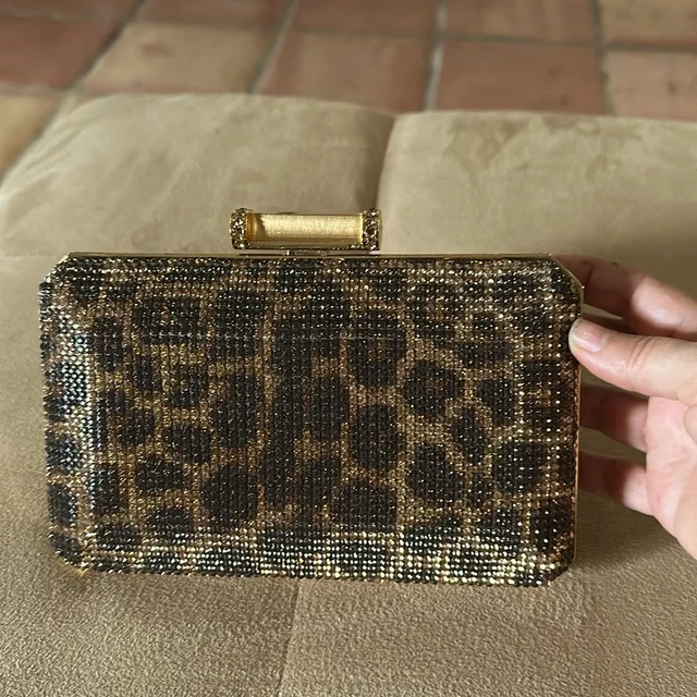 Judith Leiber Couture Leopard Print Rhinestone Purse Bag in gold|brown|red from Poshmark
