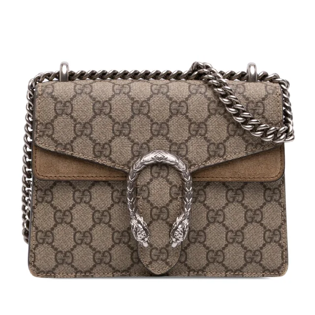 Beige Gucci Small GG Supreme Dionysus Crossbody in Beige Suede from Designer Revival
